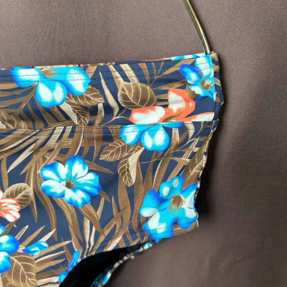 Lands' End Women's 4‎ Tummy Control High Waist Bikini Swim Bottoms Deep Sea Navy